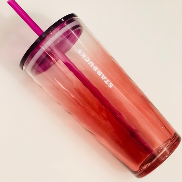 Ombre glass tumbler- coral & plum gradient - Picture 2 of 9